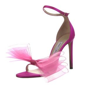 Jimmy Choo Aveline 100 Pink Mesh Bow Detail Sandals Retail $995